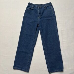 Girls Denim Jeans Blue Elastic Waist Wide Leg 24 Baggy